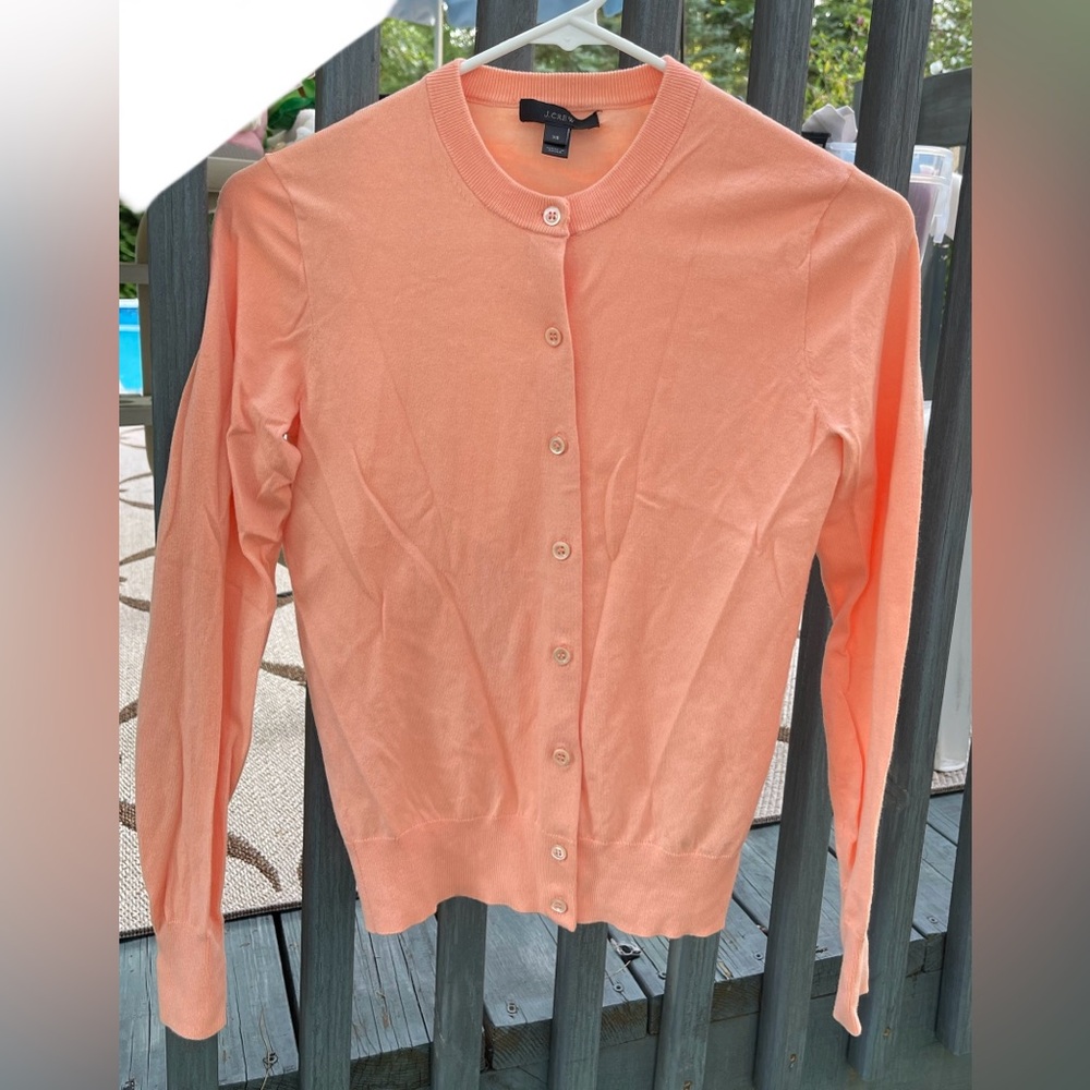 NWOT $109 MSRP Women’s J. Crew Coral Orange Jackie Cardigan, XS, Cotton Blend